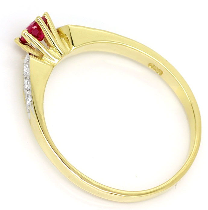 Foto 3 - Zierlicher Gold-Ring 0,27ct Spitzen Rubin und Diamanten, R8473