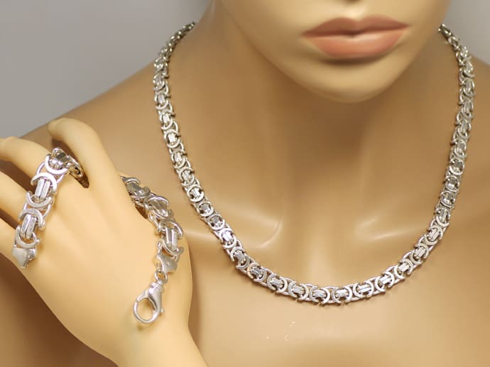 Foto 4 - Flache Königskette mit Armband in massiv 925er Sterling, R9930