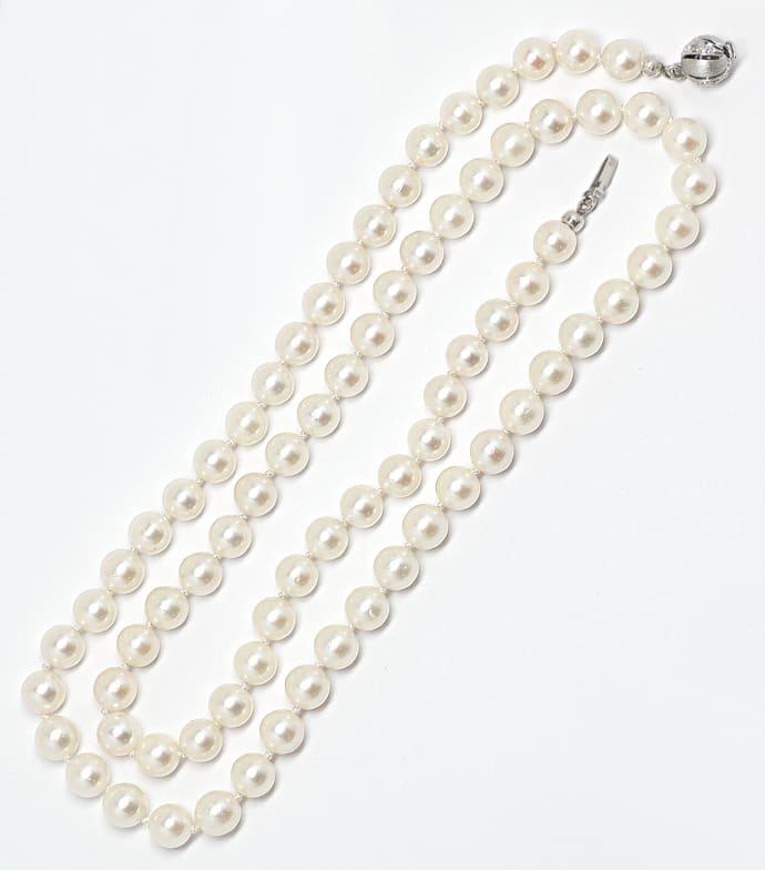 Foto 4 - Elegante Perlenkette 58cm Diamanten-Schloss, S5206