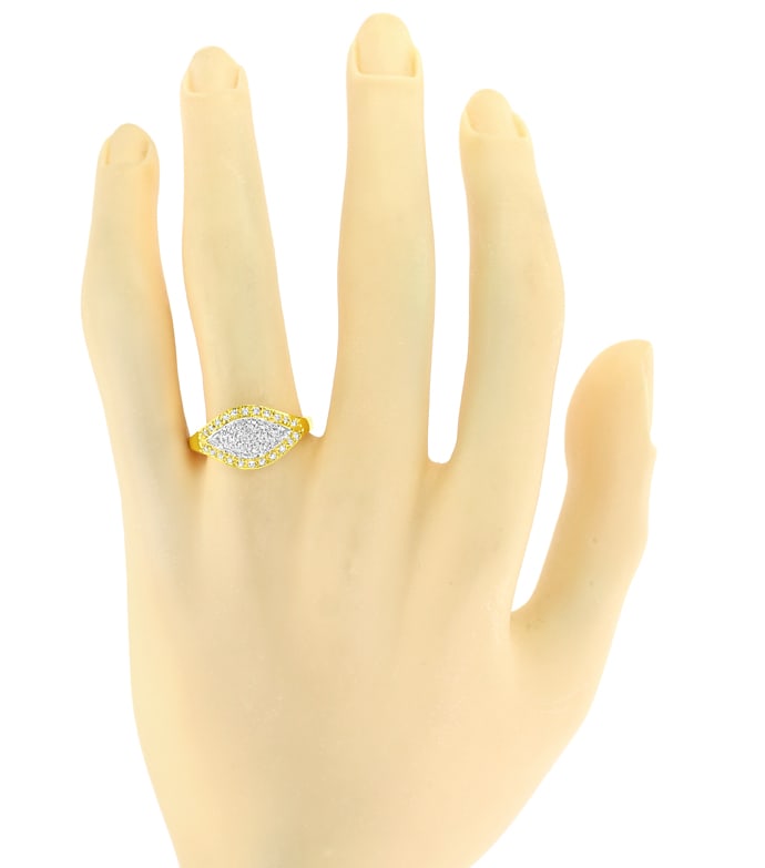 Foto 4 - Eleganter Gelbgold-Weißgold-Ring 44 Diamanten, S5768